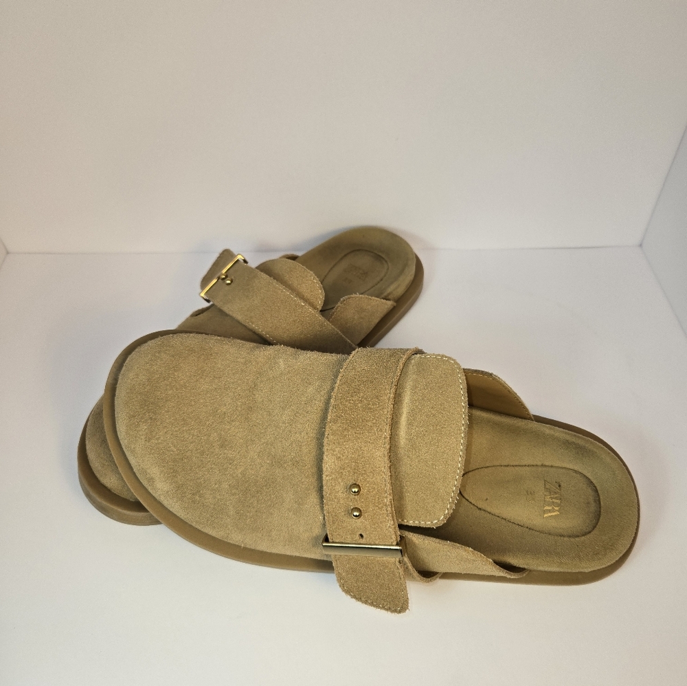 ZARA Clogs With Buckle Size 39 Beige - Picture 5 of 5